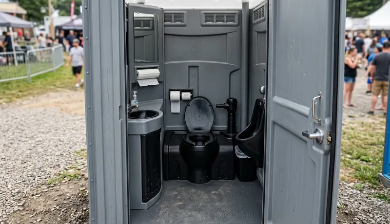Deluxe Porta Potty (with Flushing) event setup in San Antonio, TX
