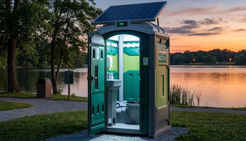 Solar-Powered Porta Potty clean interior in San Antonio, TX